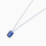 Gargantilha Baguette Safira em Ouro Branco 18K