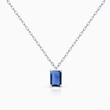 Gargantilha Baguette Safira em Ouro Branco 18K