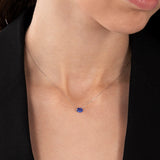 Oval Sapphire Necklace in 18k White Gold