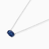 Oval Sapphire Necklace in 18k White Gold