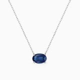 Oval Sapphire Necklace in 18k White Gold