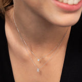 MY Initial Two Tier Diamond Necklace in 18k White Gold