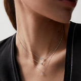 MY Initial Two Tier Diamond Necklace in 18k White Gold