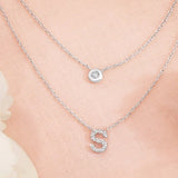 MY Initial Two Tier Diamond Necklace in 18k White Gold