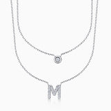 MY Initial Two Tier Diamond Necklace in 18k White Gold