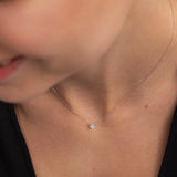 Petit Diamond Cross Necklace in 18k White Gold