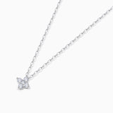 Petit Diamond Cross Necklace in 18k White Gold