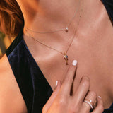 Petit Diamond Cross Necklace in 18k White Gold