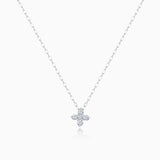 Petit Diamond Cross Necklace in 18k White Gold