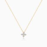 Gargantilla Petite Diamonds Cross en Oro Amarillo de 18 Kt