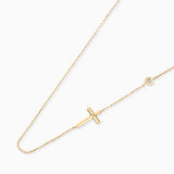 Gargantilha Cruz Diamante em Ouro Amarelo 18 Kt