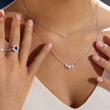 Petit Diamond Curve Necklace in 18k White Gold