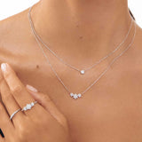 Diamond Stud Necklace in 18k White Gold