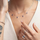 Diamond Stud Necklace in 18k White Gold