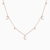 Diamond Moon Necklace in 18k Rose Gold