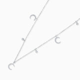 Diamond Moon Necklace in 18k White Gold