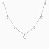 Diamond Moon Necklace in 18k White Gold