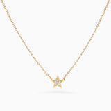 Diamond Moon Star Necklace in 18k Yellow Gold