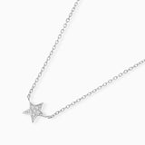 Diamond Moon Star Necklace in 18k White Gold