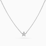 Diamond Moon Star Necklace in 18k White Gold