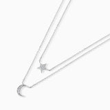 Gargantilla Moon Diamonds Doble en Oro Blanco de 18 Kt