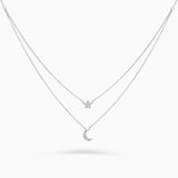 Gargantilla Moon Diamonds Doble en Oro Blanco de 18 Kt