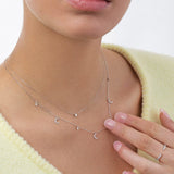 Gargantilla Floating Stud Diamond en Oro Blanco de 18 Kt