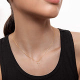 Petit Diamond Cruz Cross Necklace in 18k Yellow Gold