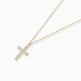 Petit Diamond Cruz Cross Necklace in 18k Yellow Gold
