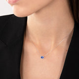 Octo Diamond and Sapphire Necklace in 18k White Gold