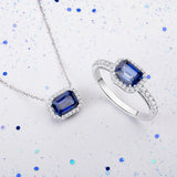Octo Diamond and Sapphire Necklace in 18k White Gold