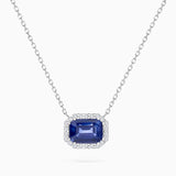 Octo Diamond and Sapphire Necklace in 18k White Gold