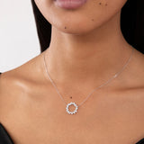 Moonlight Circle Diamond Necklace in 18k White Gold