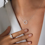 Moonlight Circle Diamond Necklace in 18k White Gold