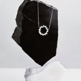 Moonlight Circle Diamond Necklace in 18k White Gold