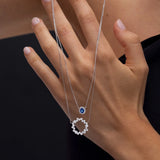 Moonlight Circle Diamond Necklace in 18k White Gold