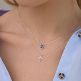 Brinna Cross Choker com Safira e Diamantes em Ouro Branco 18 Kt