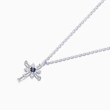 Brinna Cross Choker com Safira e Diamantes em Ouro Branco 18 Kt