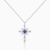 Brinna Cross Choker com Safira e Diamantes em Ouro Branco 18 Kt