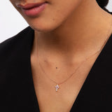 Brinna Cross Ruby e Diamond Choker em ouro rosa 18K