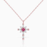 Brinna Cross Ruby e Diamond Choker em ouro rosa 18K