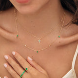 Brinna Cross Emerald and Diamond Necklace in 18k Yellow Gold