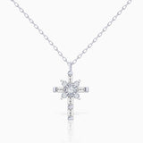 Colar Brinna Cross com Diamantes em Ouro Branco 18 K