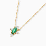 Crown Marquise Emerald Necklace in 18k Yellow Gold