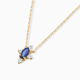 Crown Marquise Sapphire Necklace in 18k Yellow Gold