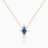 Crown Marquise Sapphire Necklace in 18k Yellow Gold