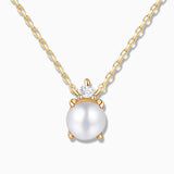 Gargantilla Holly de Perla y Diamante en Oro Amarillo de 18 Kt