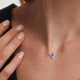 Mia Sapphire and Diamond Necklace in 18k White Gold