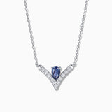 Mia Sapphire and Diamond Necklace in 18k White Gold