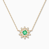 Gargantilha Florence Esmeralda e Diamante em Ouro Amarelo 18K